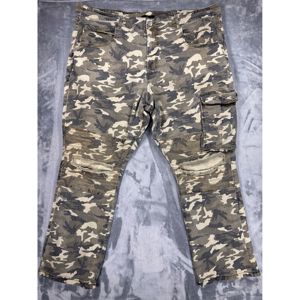 Agile Jeans Mens 48 Camo Moto Cargo Pants Distressed Streetwear APT43090SKX